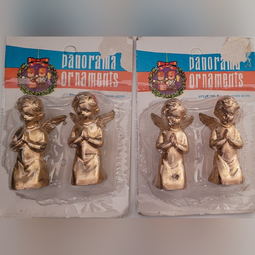2 Packs Vintage Plastic Panorama Angel Ornaments